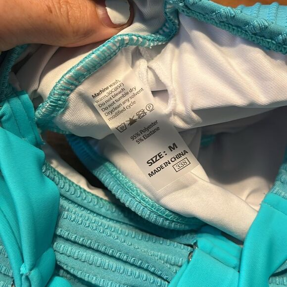 Aqua Striped Women's Bikini Set By Dillards - Picture 6 of 8